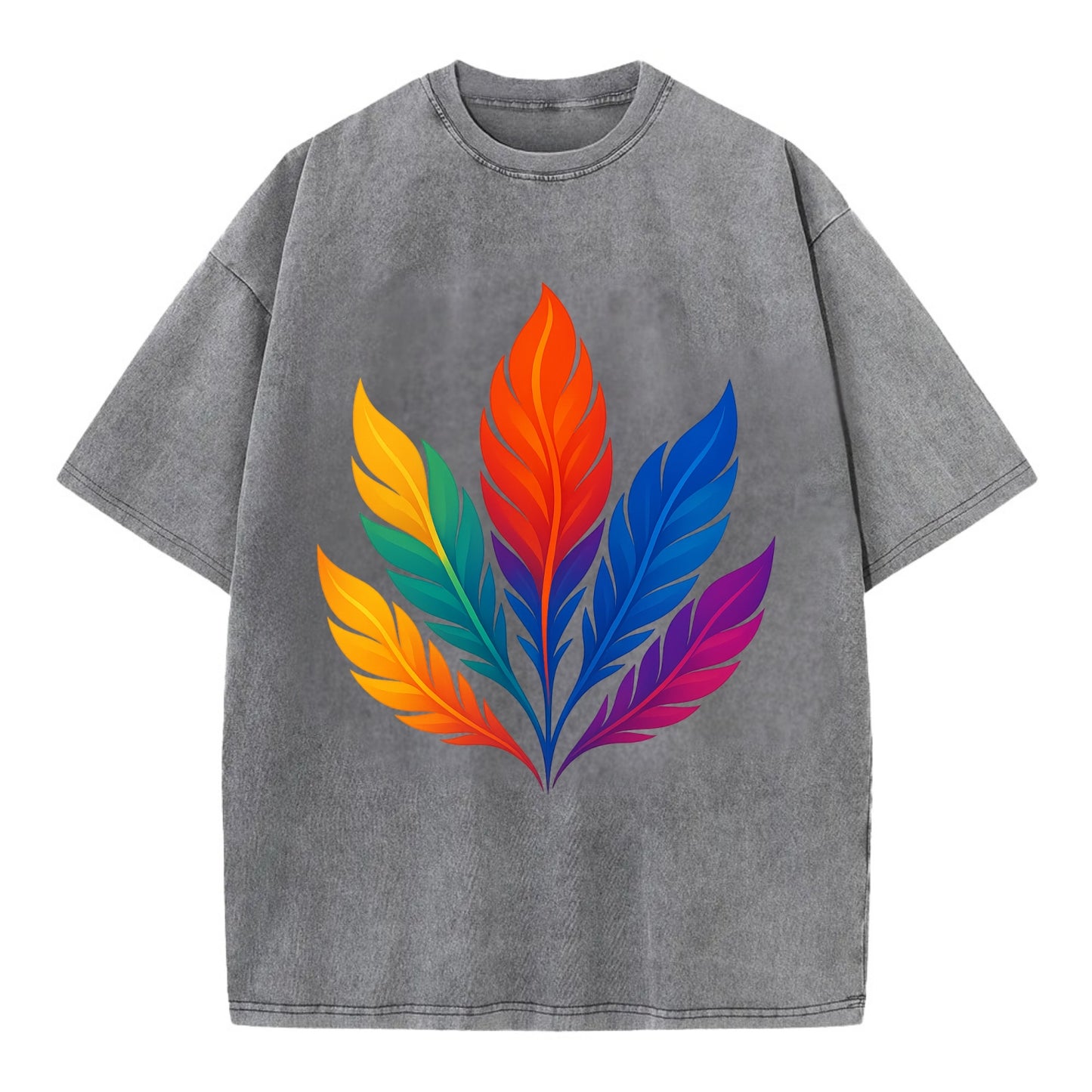 Phoenix Feathers - Each feather a differ - Vintage T-shirt - Grey