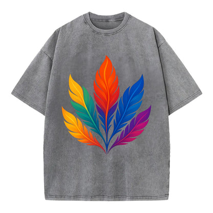 Phoenix Feathers - Each feather a differ - Vintage T-shirt - Grey