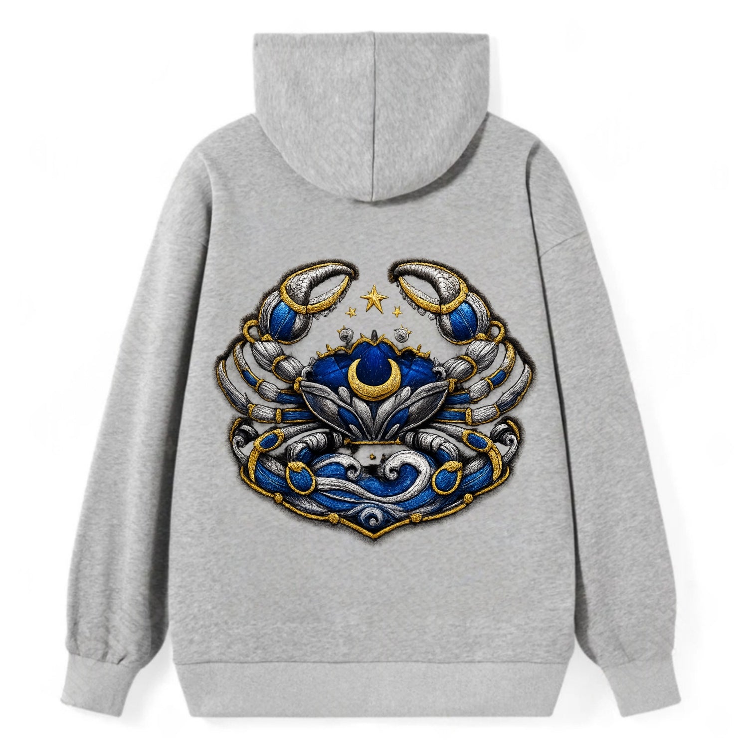 CANCER CRAB - protective crab in silver and blue , water sign - Classic Pullover Hoodie - Grey