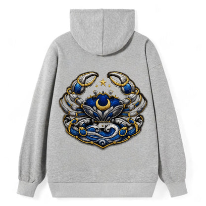 CANCER CRAB - protective crab in silver and blue , water sign - Classic Pullover Hoodie - Grey