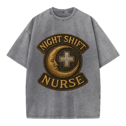 Night Shift Nurse  - Vintage T-shirt - Grey