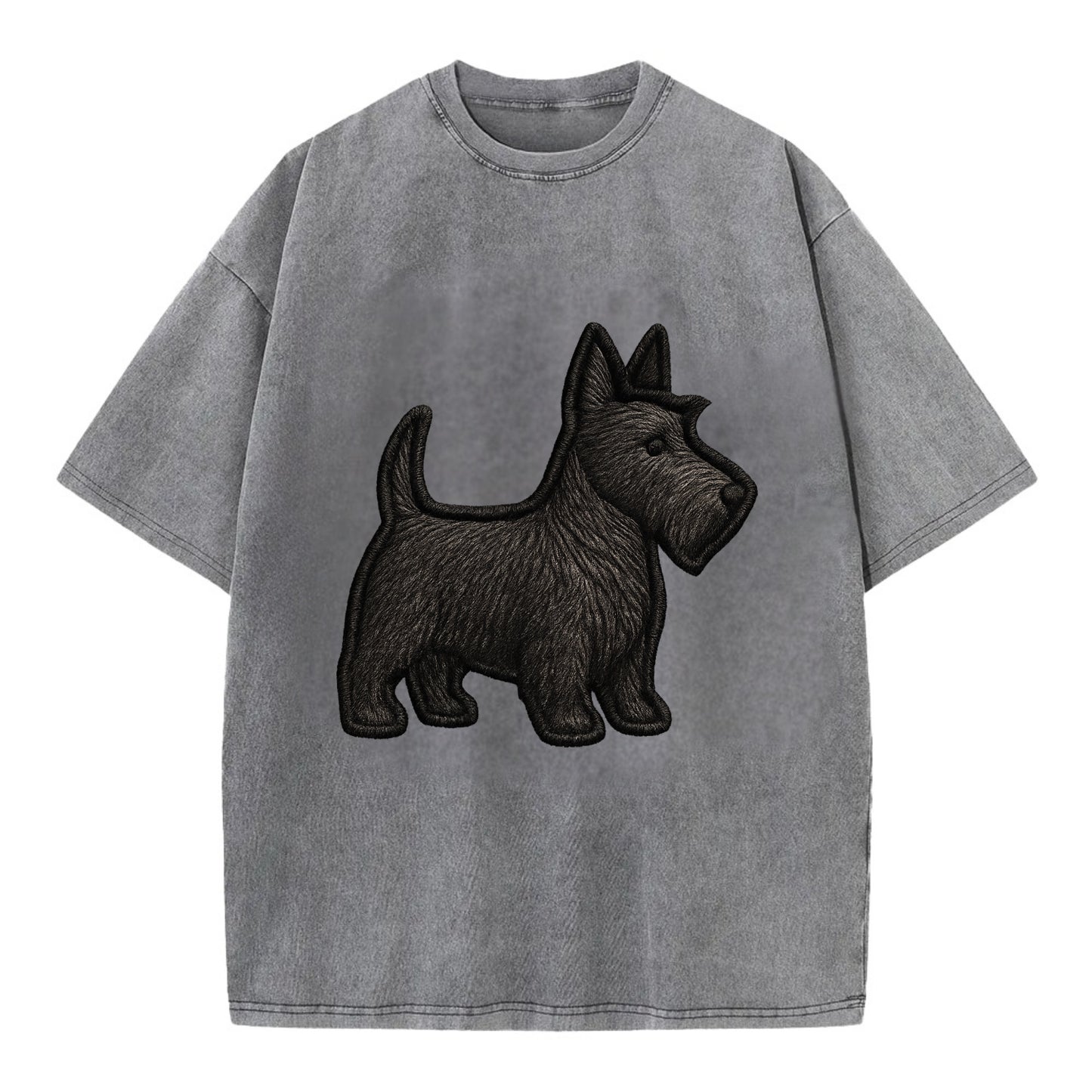 Scottish Terrier - Contemporary scottie - Vintage T-shirt - Grey