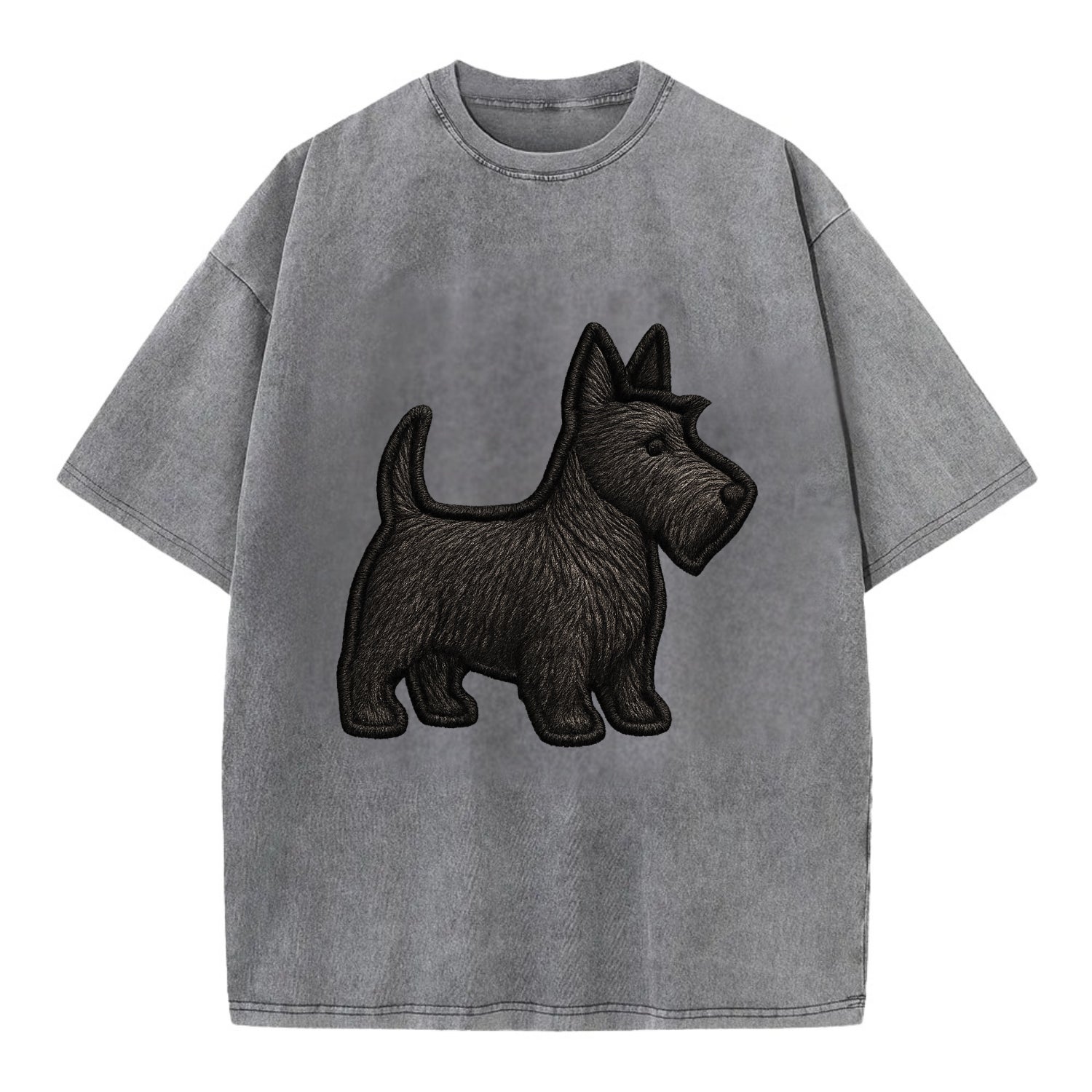 Scottish Terrier - Contemporary scottie - Vintage T-shirt - Grey