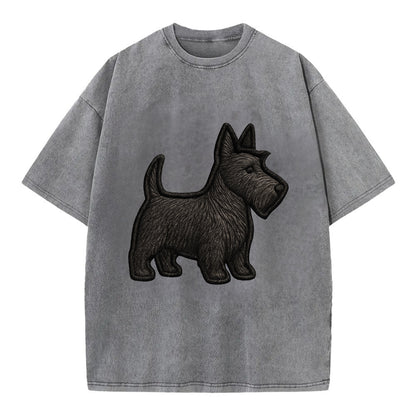 Scottish Terrier - Contemporary scottie - Vintage T-shirt - Grey