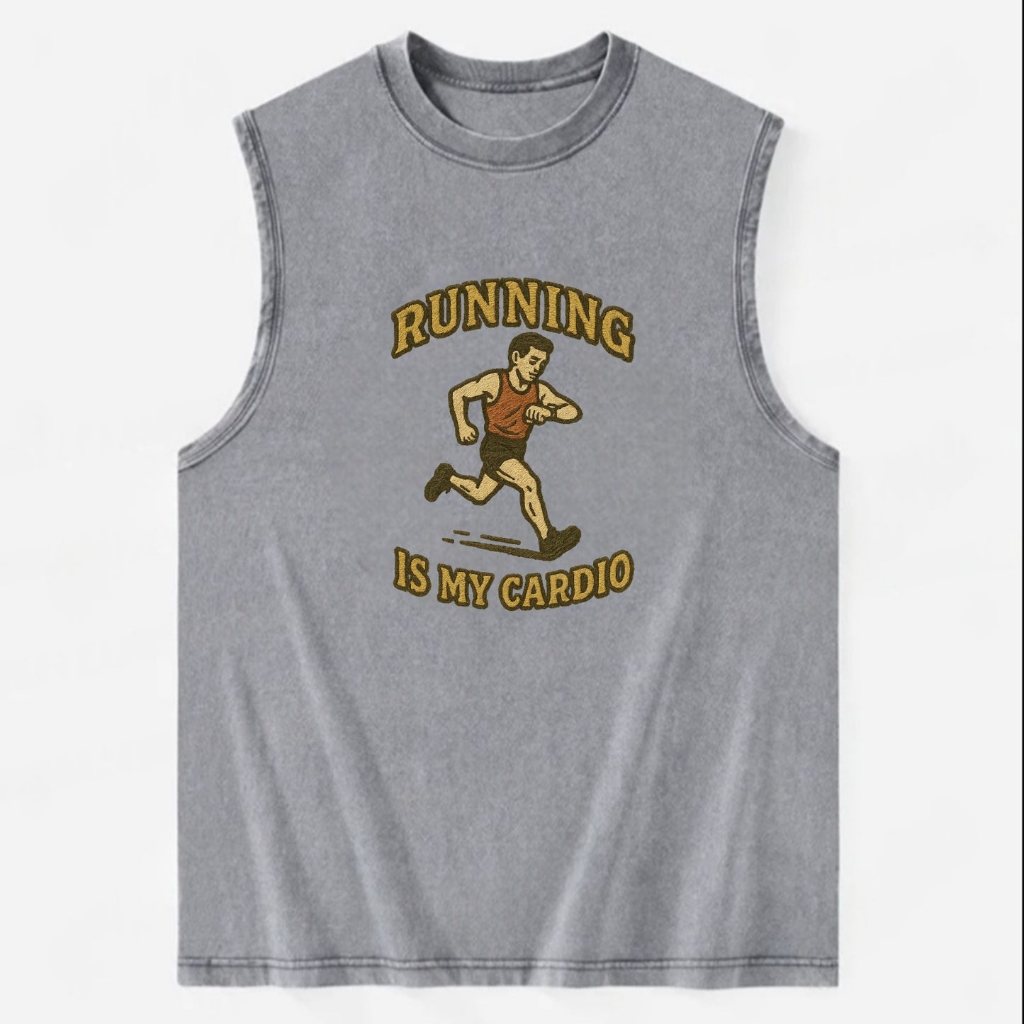 Running Late Is My Cardio  - Vintage Washed Tank - Grey