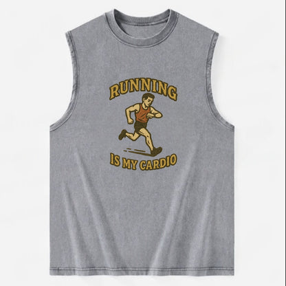 Running Late Is My Cardio  - Vintage Washed Tank - Grey
