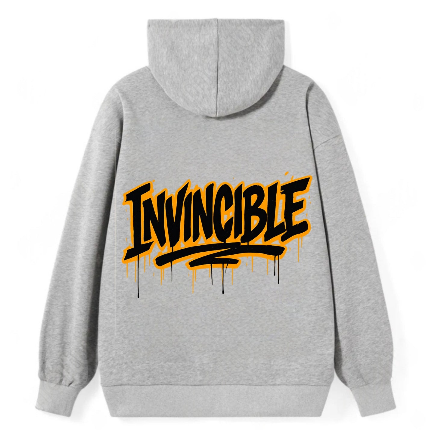 Bold typography design - "INVINCIBLE" - cannot be defeated, unconquerable - Classic Pullover Hoodie - Grey