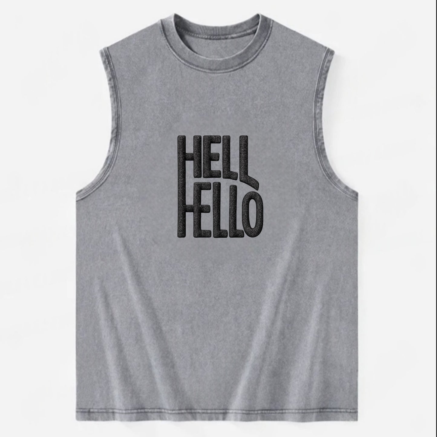 HELL;HELLO BEAUTIFUL Floral Print Hat - Vintage Washed Tank - Grey