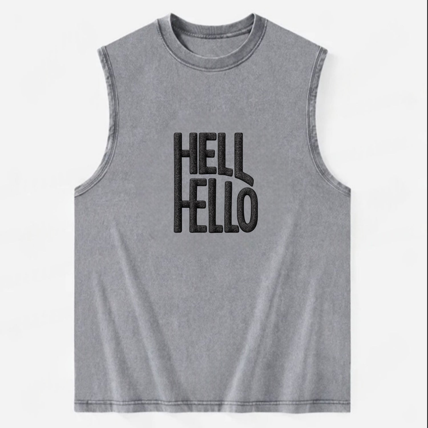 HELL;HELLO BEAUTIFUL Floral Print Hat - Vintage Washed Tank - Grey