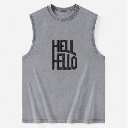 HELL;HELLO BEAUTIFUL Floral Print Hat - Vintage Washed Tank - Grey