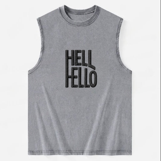 HELL;HELLO BEAUTIFUL Floral Print Hat - Vintage Washed Tank - Grey