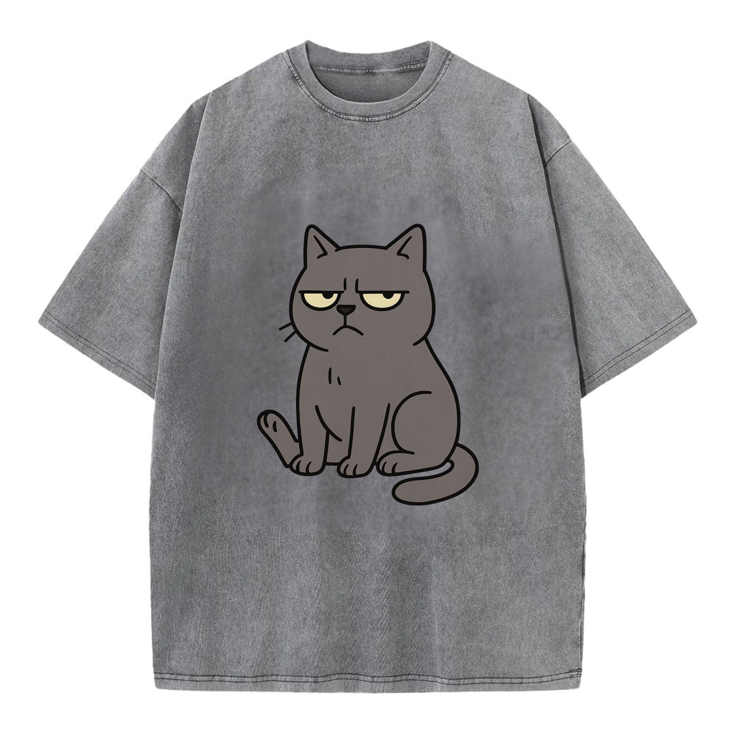 The Cat Judging Silently - Vintage T-shirt - Grey