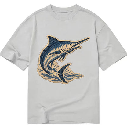 SWORDFISH MARLIN - leaping marlin in blue and silver , sport fishing - Classic T-shirt - Grey