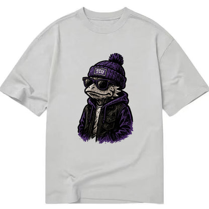 Fort Worth Frog wearing TCU beanie with horned patch - Classic T-shirt - Grey