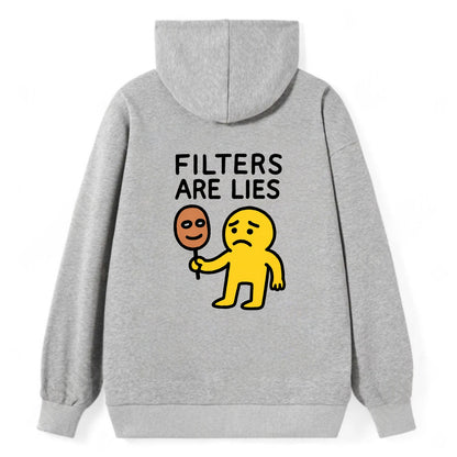 FILTERS ARE LIES | Mask arguing with face - Classic Pullover Hoodie - Grey