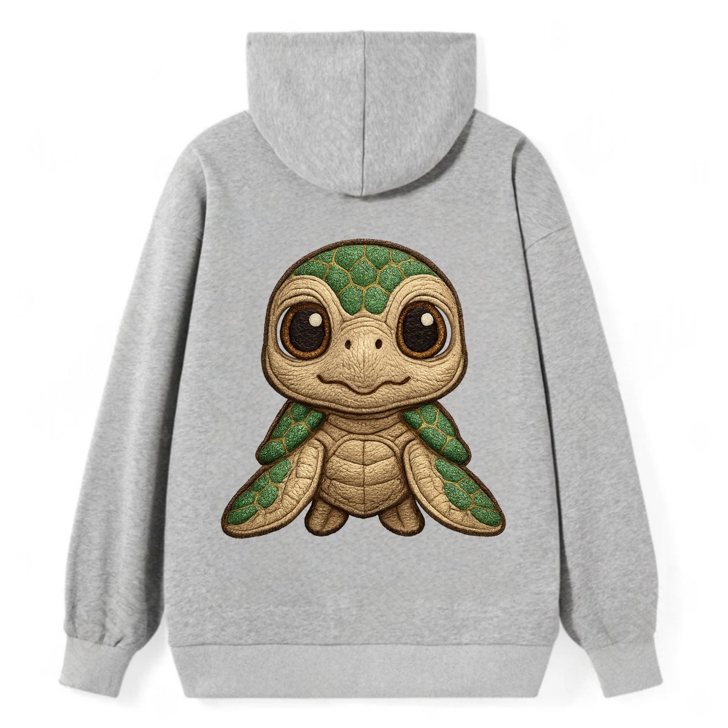 Baby Green Sea Turtle - emerald shell, large innocent brown eyes, tiny - Classic Pullover Hoodie - Grey