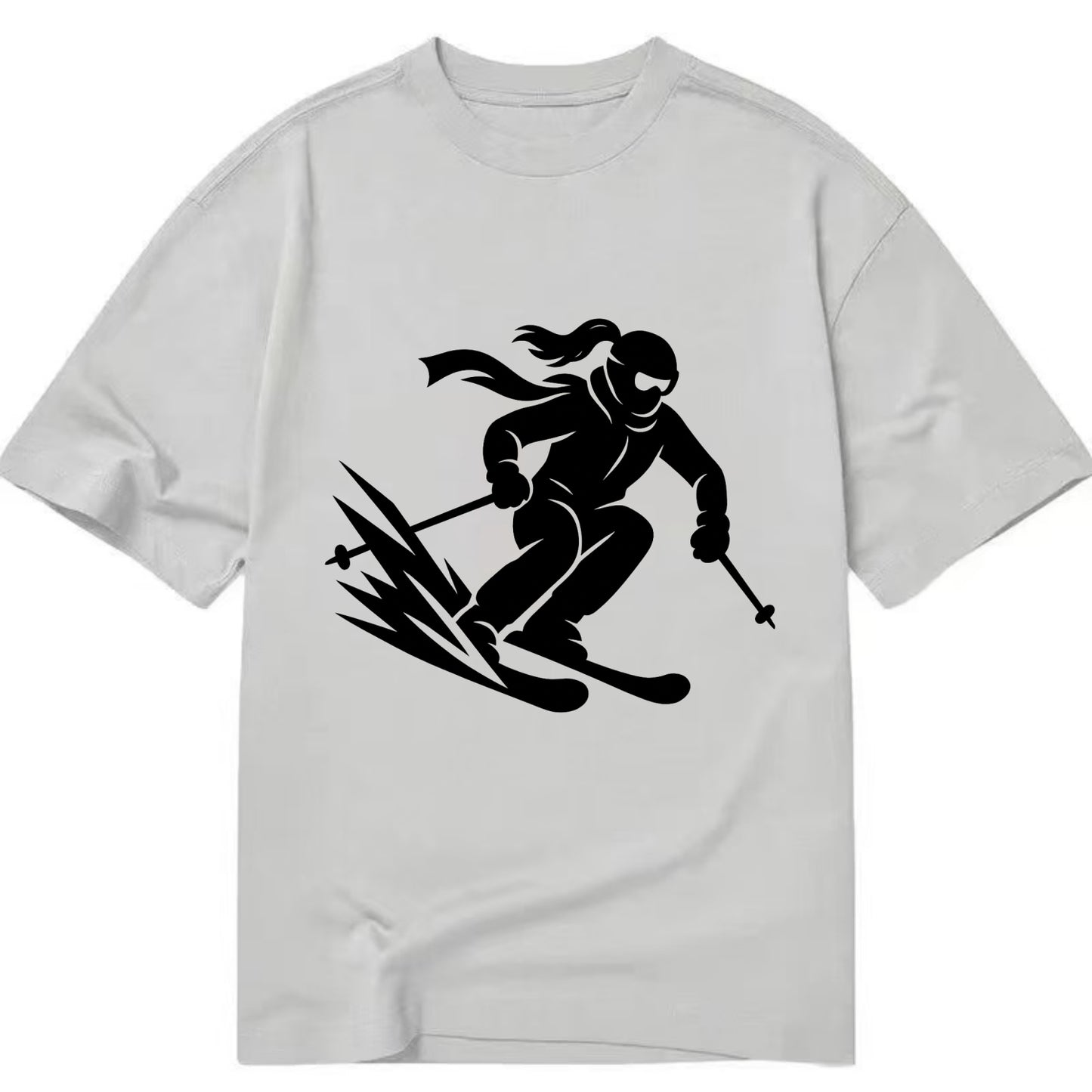 Skier carving down snowy slope - Classic T-shirt - Grey
