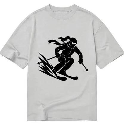 Skier carving down snowy slope - Classic T-shirt - Grey