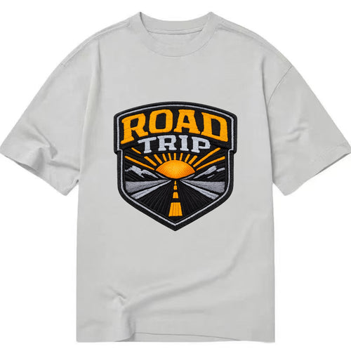 ROAD TRIP - highway and sun in orange and gray , open road - Classic T-shirt