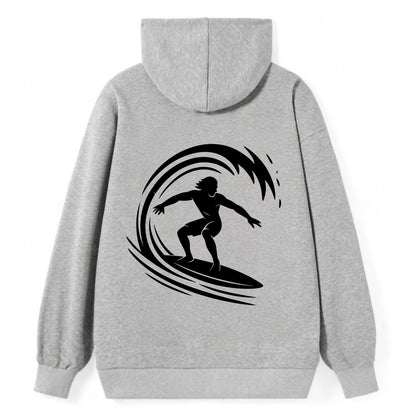 Hawaiian surfer riding big wave - Classic Pullover Hoodie - Grey