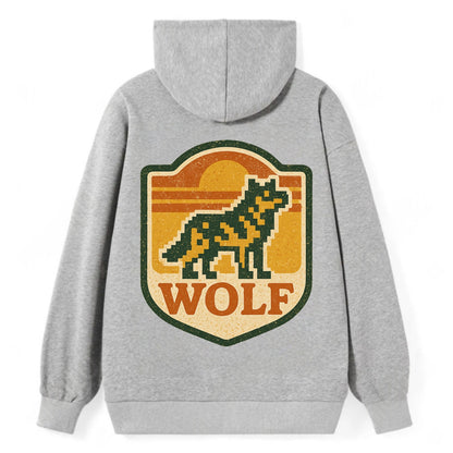 Digital Pixel Wolf  - Classic Pullover Hoodie - Grey