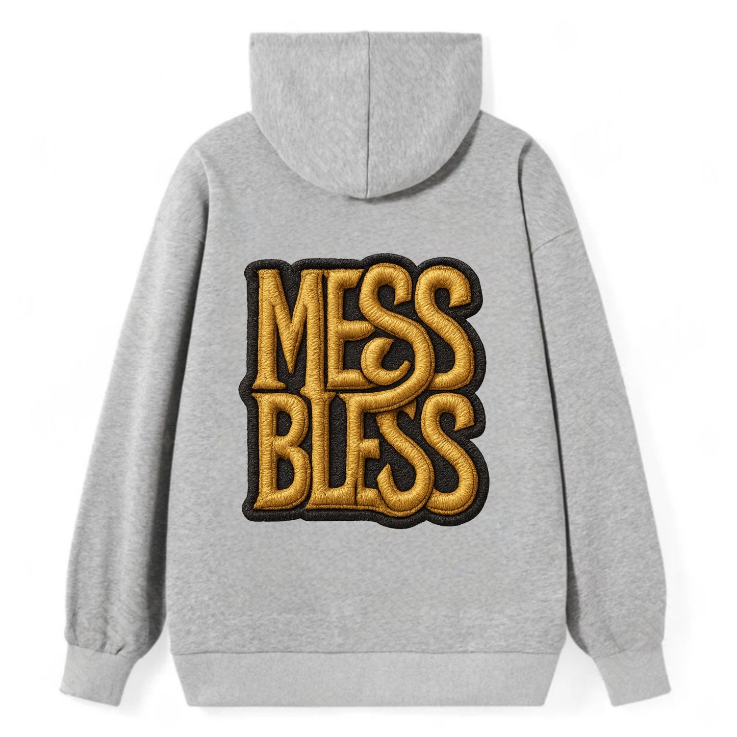 MESS;BLESS UP Gold Metallic Visor - Classic Pullover Hoodie - Grey