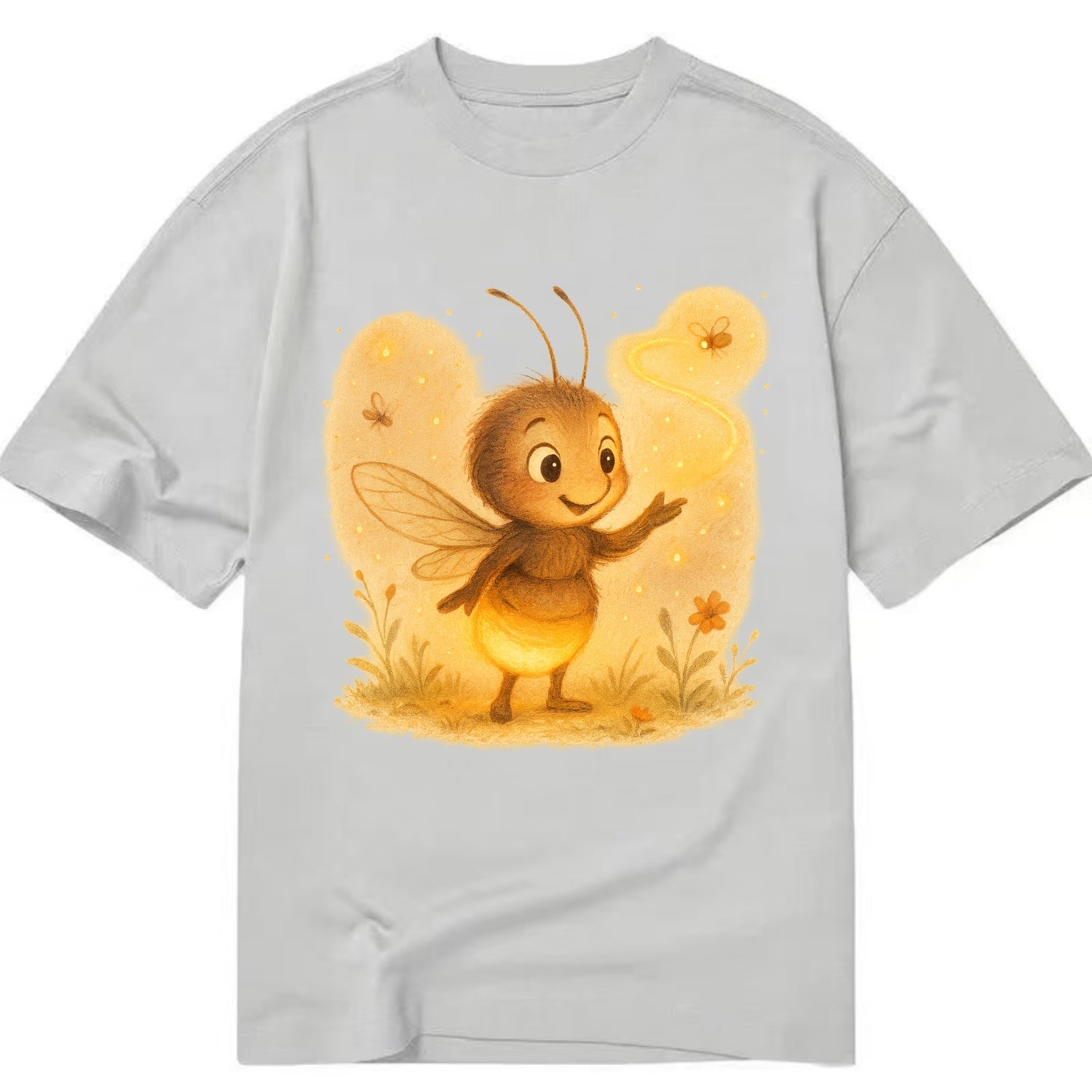 Firefly choreographer arranging synchronized light patterns over a meadow stage - Classic T-shirt - Grey