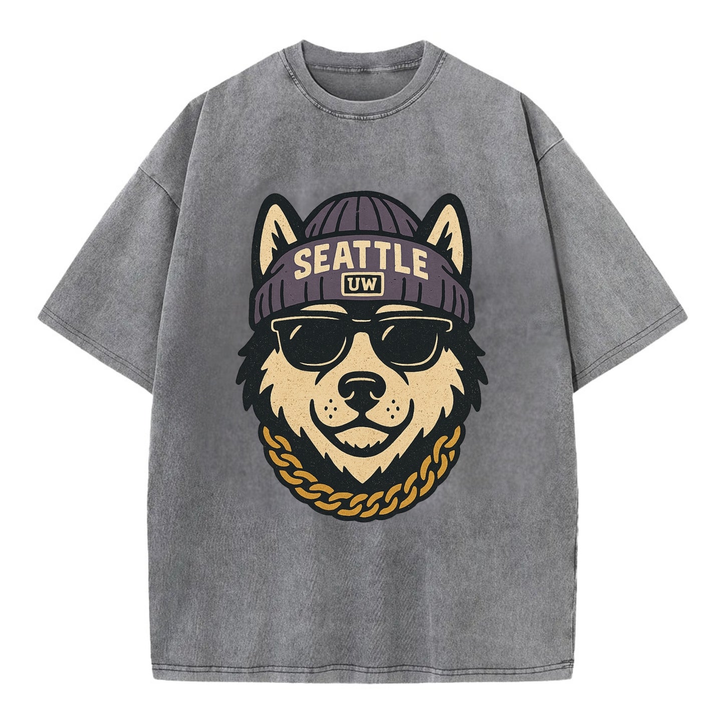 Seattle Husky - Vintage T-shirt - Grey