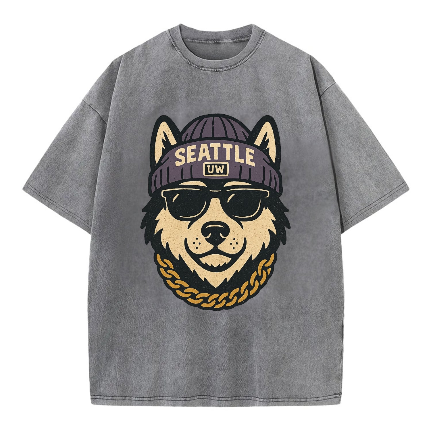 Seattle Husky - Vintage T-shirt - Grey