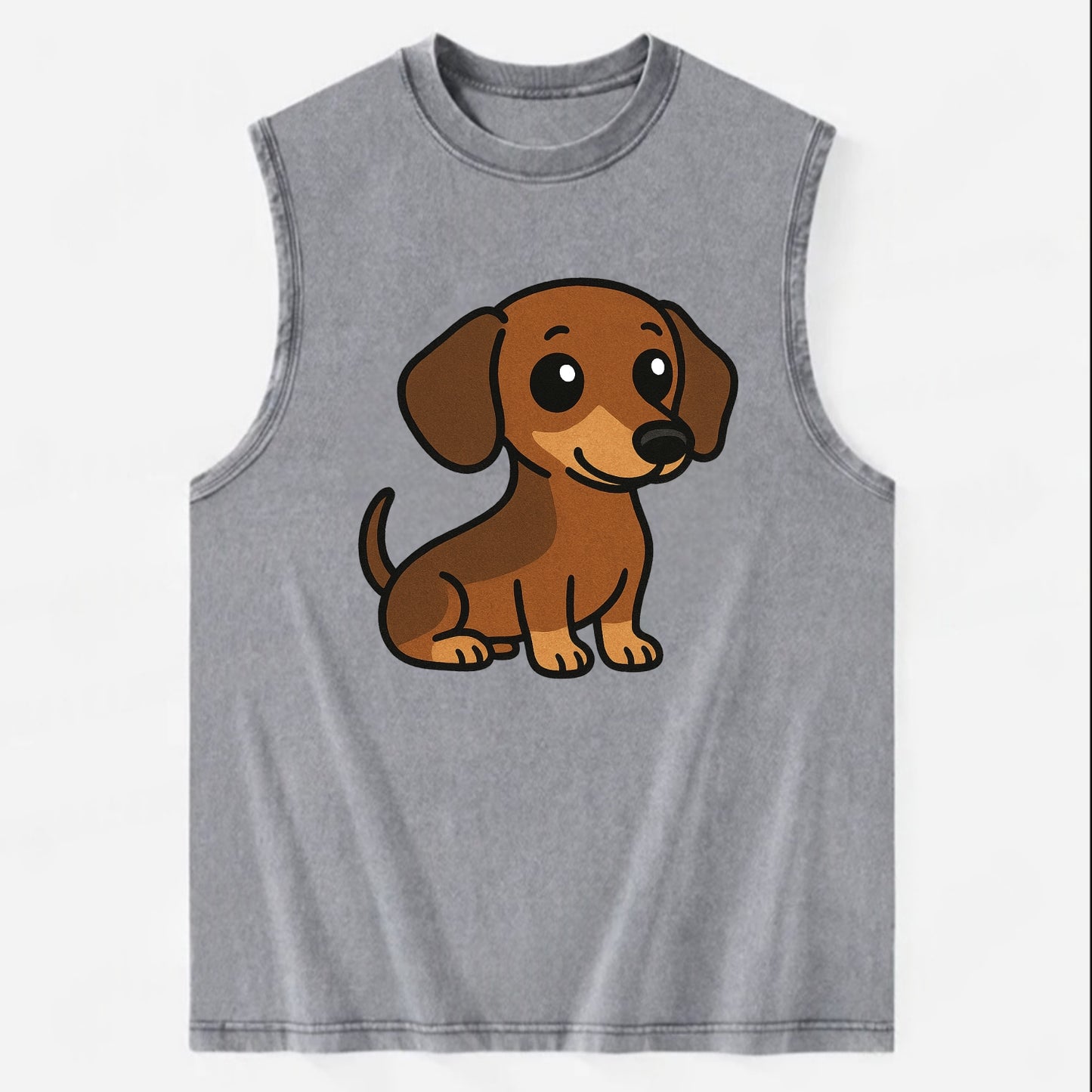 Dachshund - Long body profile view - Vintage Washed Tank - Grey