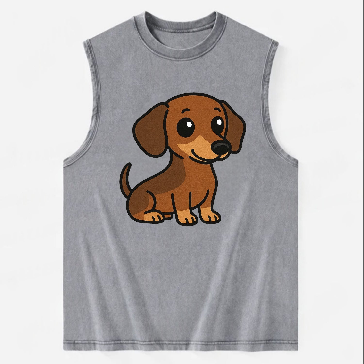 Dachshund - Long body profile view - Vintage Washed Tank - Grey