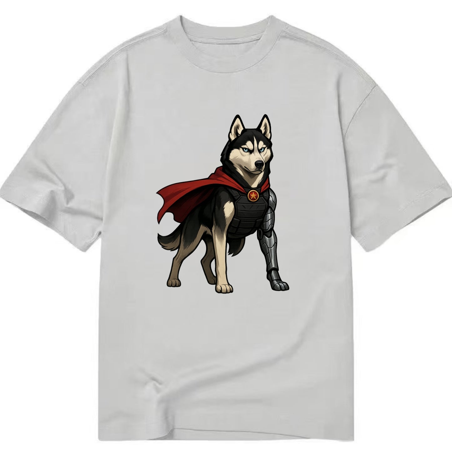 Siberian Husky Winter Soldier  - Classic T-shirt - Grey