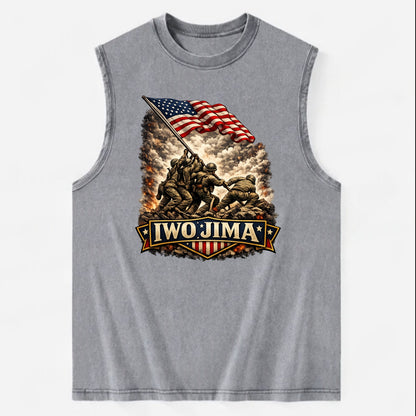 Iwo Jima Flag Raising - Vintage Washed Tank - Grey