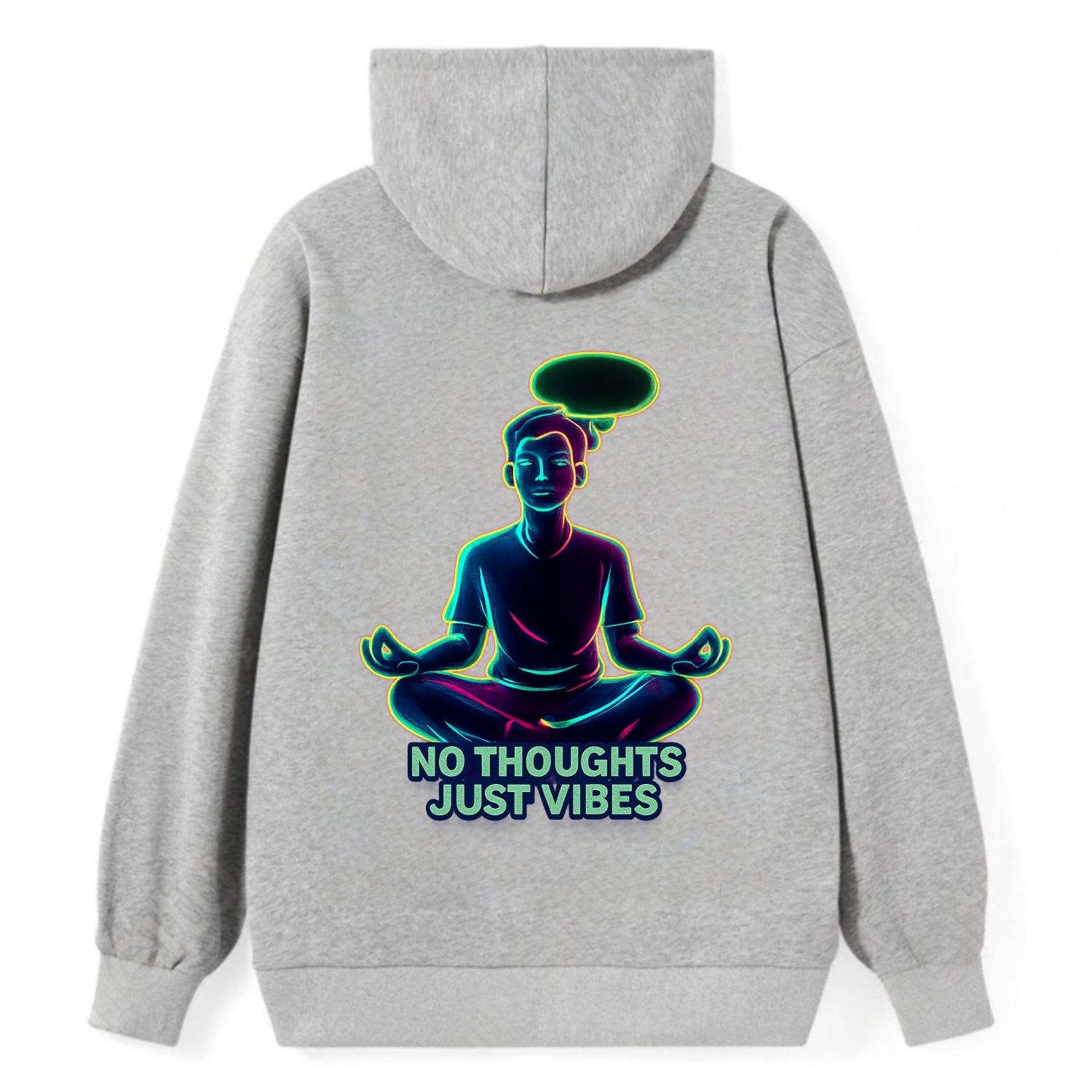 Peaceful floating figure with empty thought bubble - "no thoughts just - Classic Pullover Hoodie - Grey