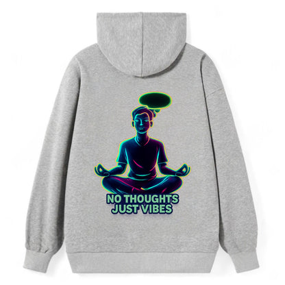 Peaceful floating figure with empty thought bubble - "no thoughts just - Classic Pullover Hoodie - Grey