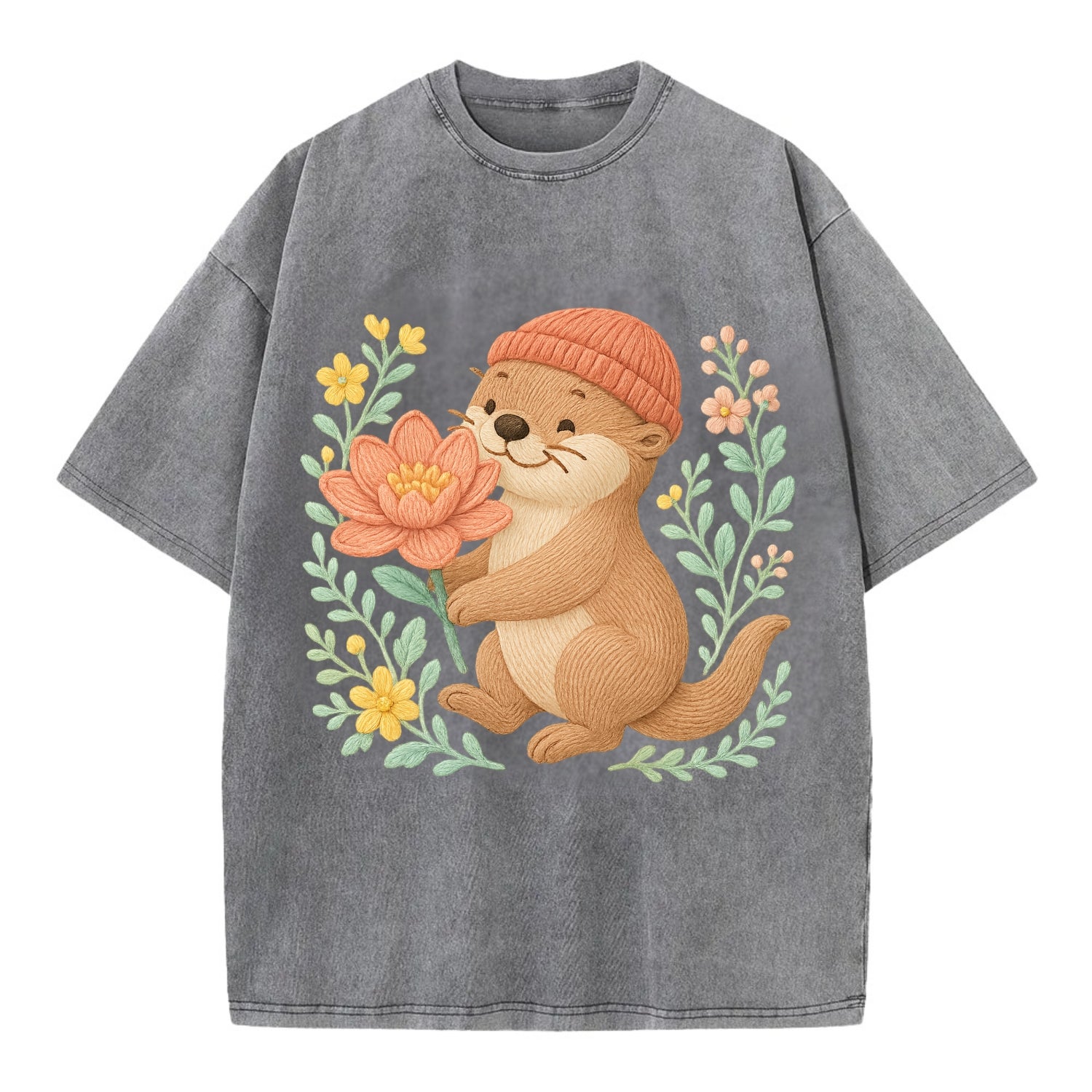 Peach Otter - Vintage T-shirt - Grey