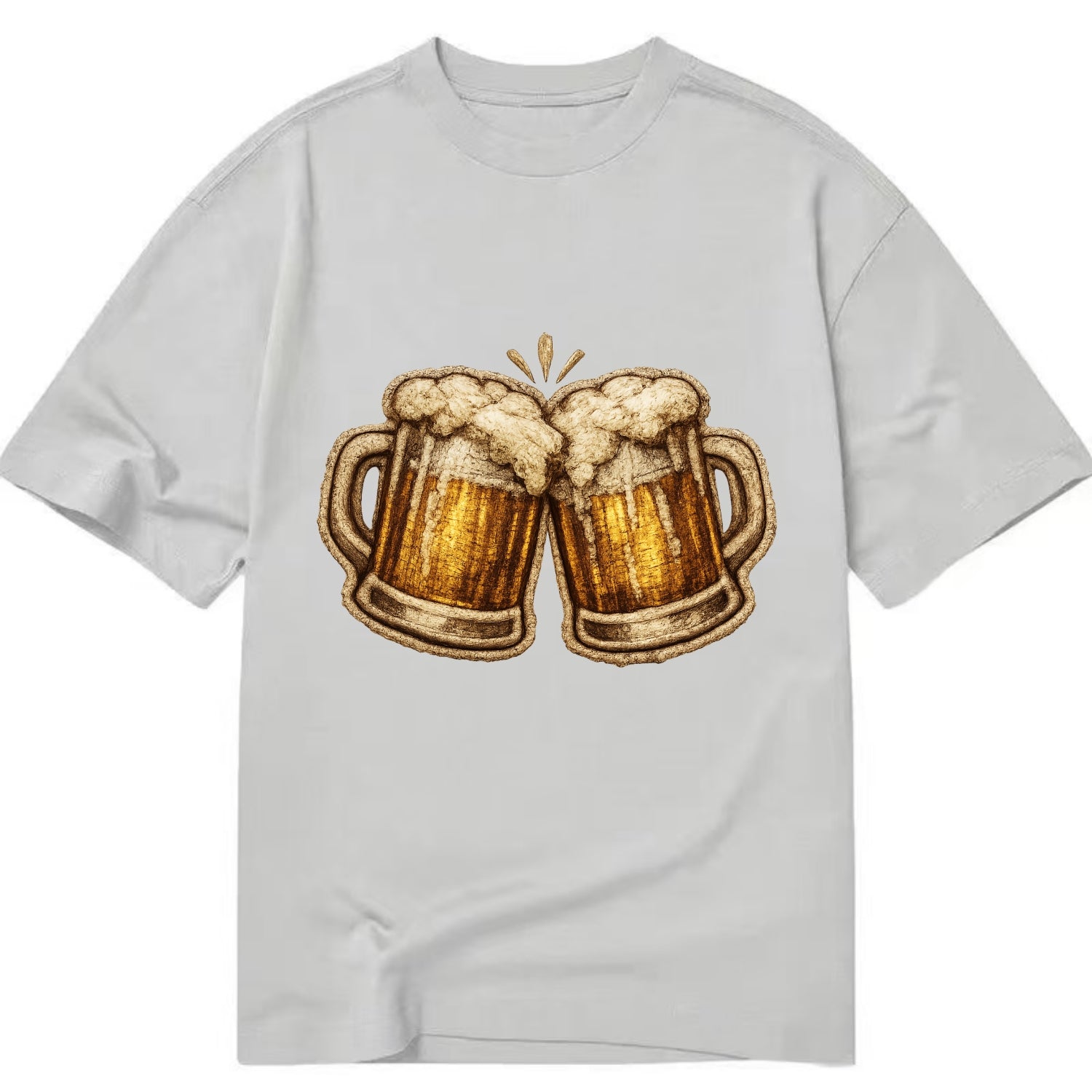 BEER MUG CHEERS - frosty beer stein in gold and amber , brewery - Classic T-shirt - Grey