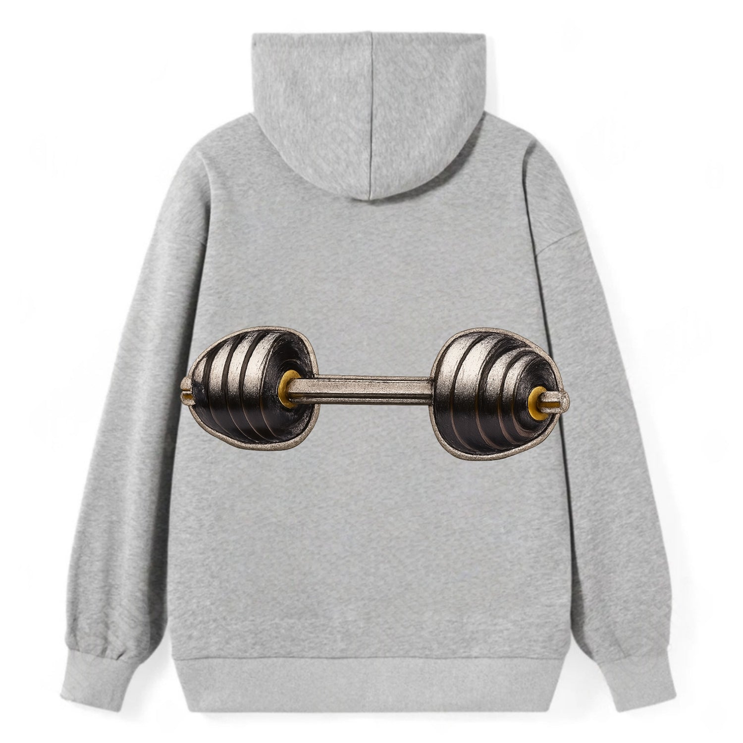 WEIGHTLIFTING BARBELL - heavy barbell with plates in silver and black , - Classic Pullover Hoodie - Grey