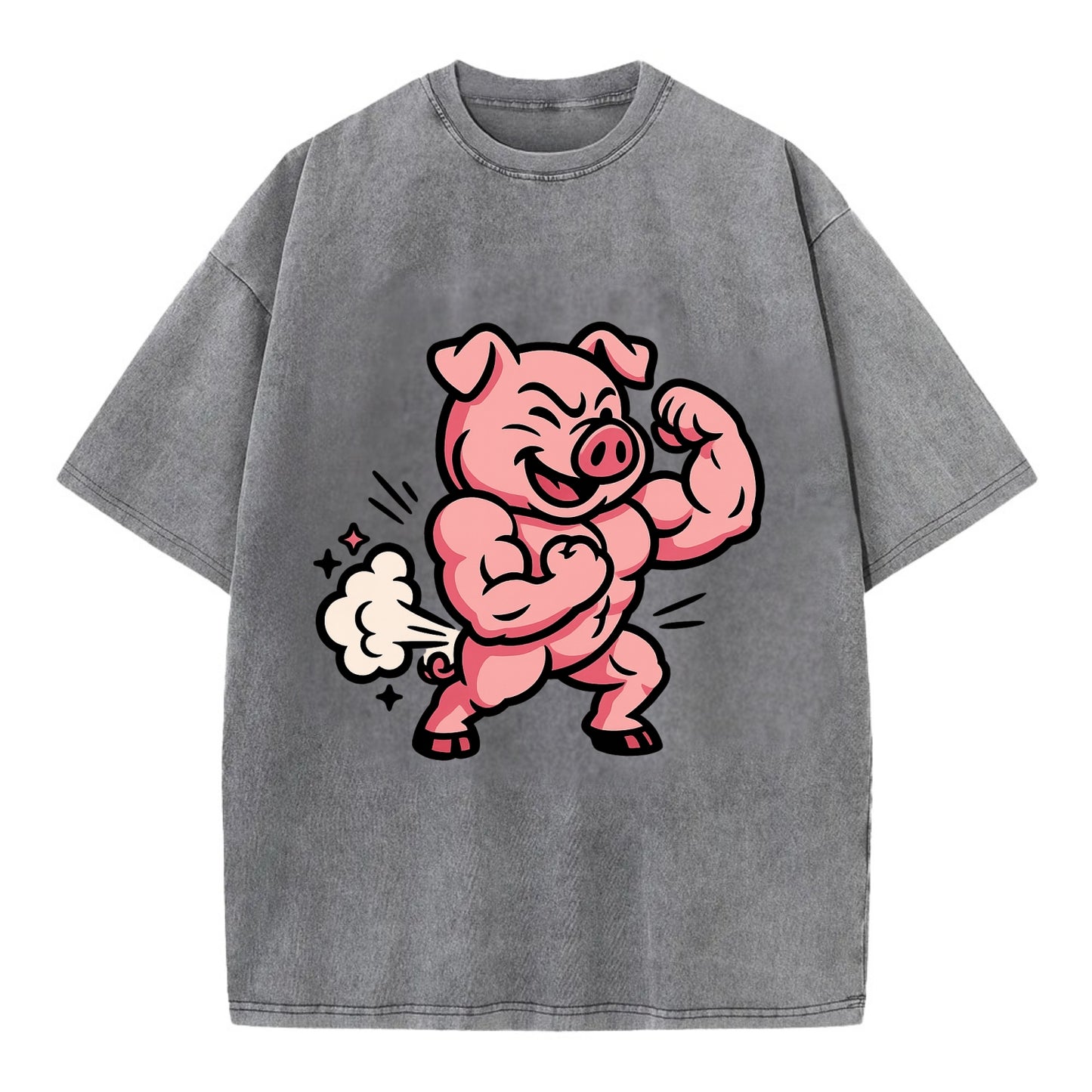 Strong Pig - Vintage T-shirt - Grey