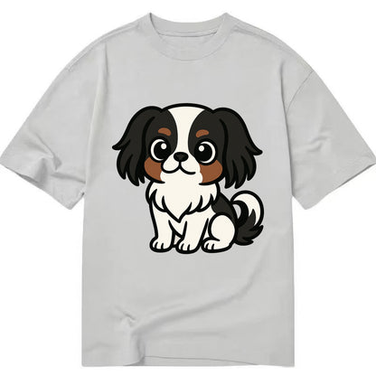 Japanese Chin - Black and white sitting pose - Classic T-shirt - Grey