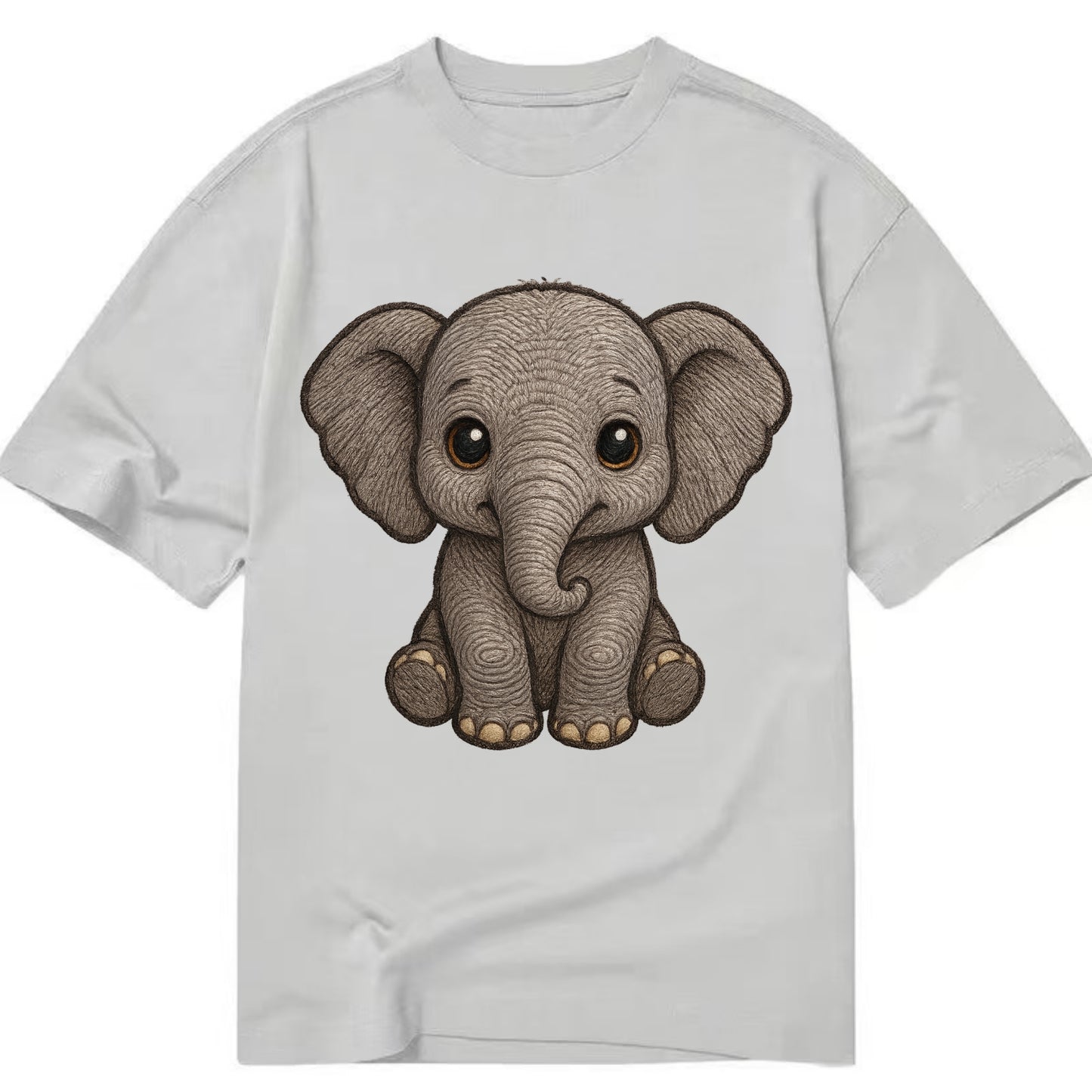 Baby Elephant - gray wrinkly, tiny trunk, large floppy ears, kind dark eyes, - Classic T-shirt - Grey