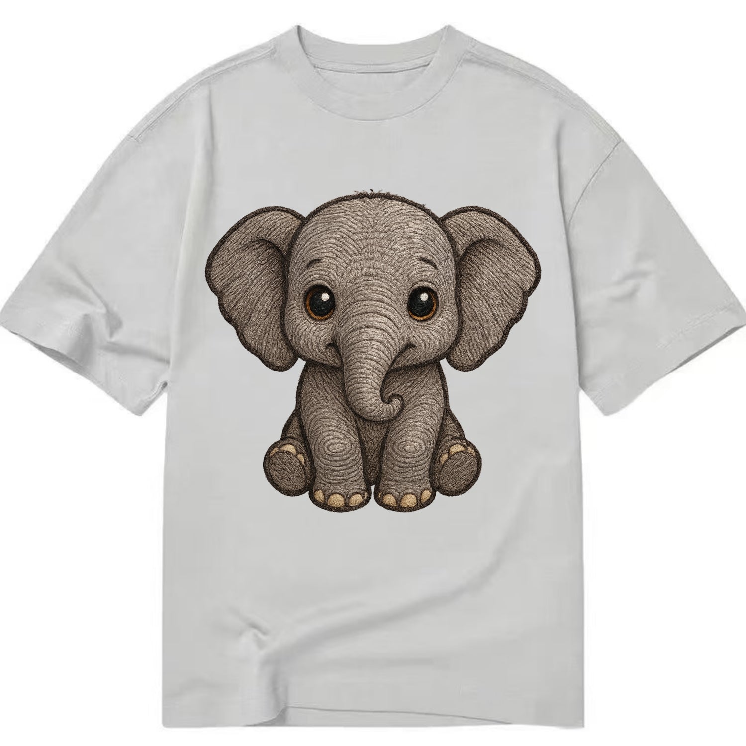 Baby Elephant - gray wrinkly, tiny trunk, large floppy ears, kind dark eyes, - Classic T-shirt - Grey