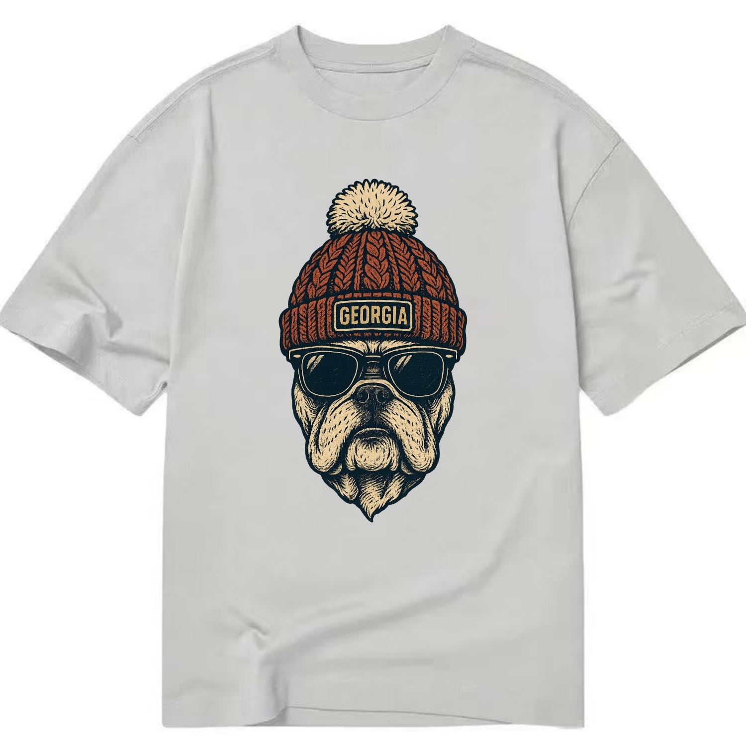 Athens Bulldog wearing Georgia beanie wi - Classic T-shirt - Grey