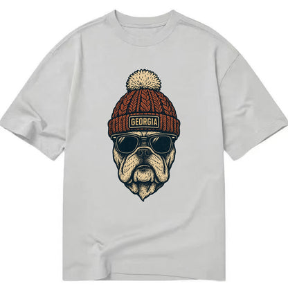 Athens Bulldog wearing Georgia beanie wi - Classic T-shirt - Grey