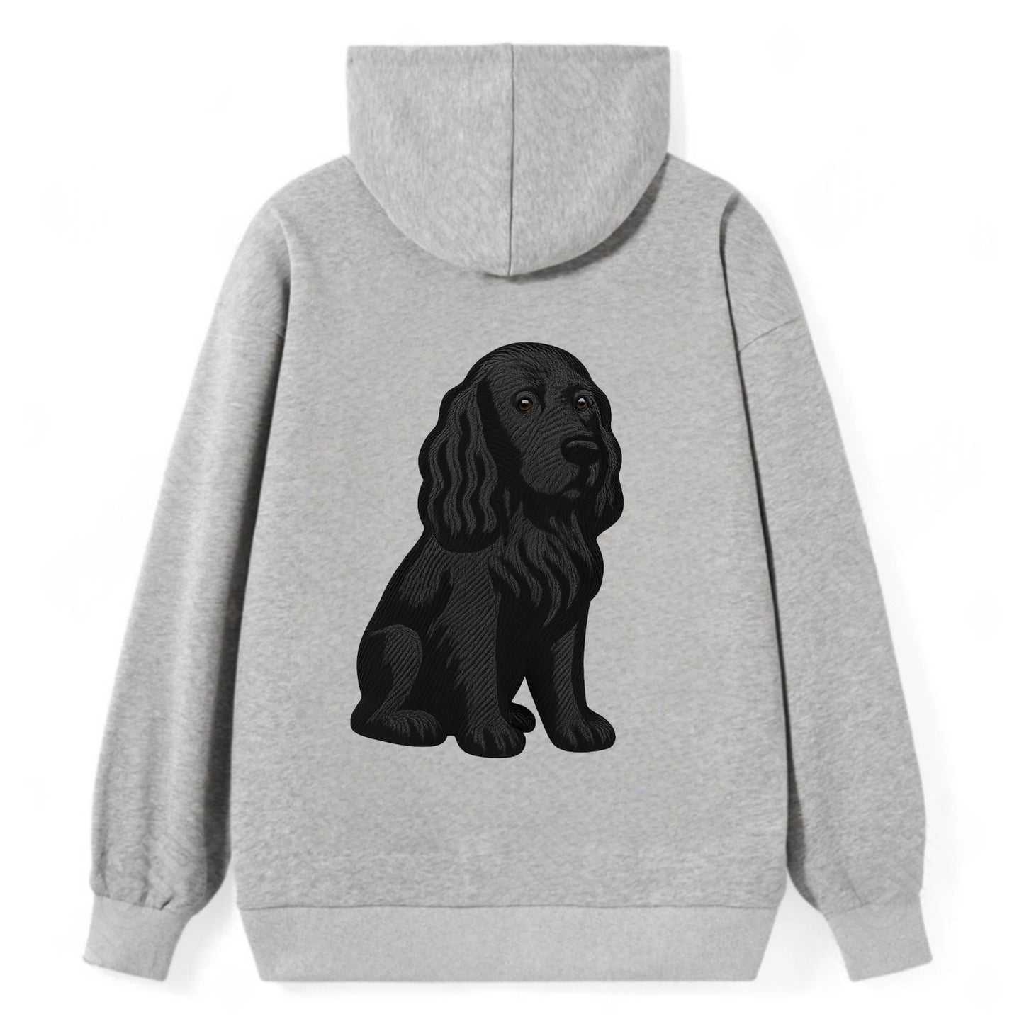 Field Spaniel - Black silky coat embroidered pose - Classic Pullover Hoodie - Grey
