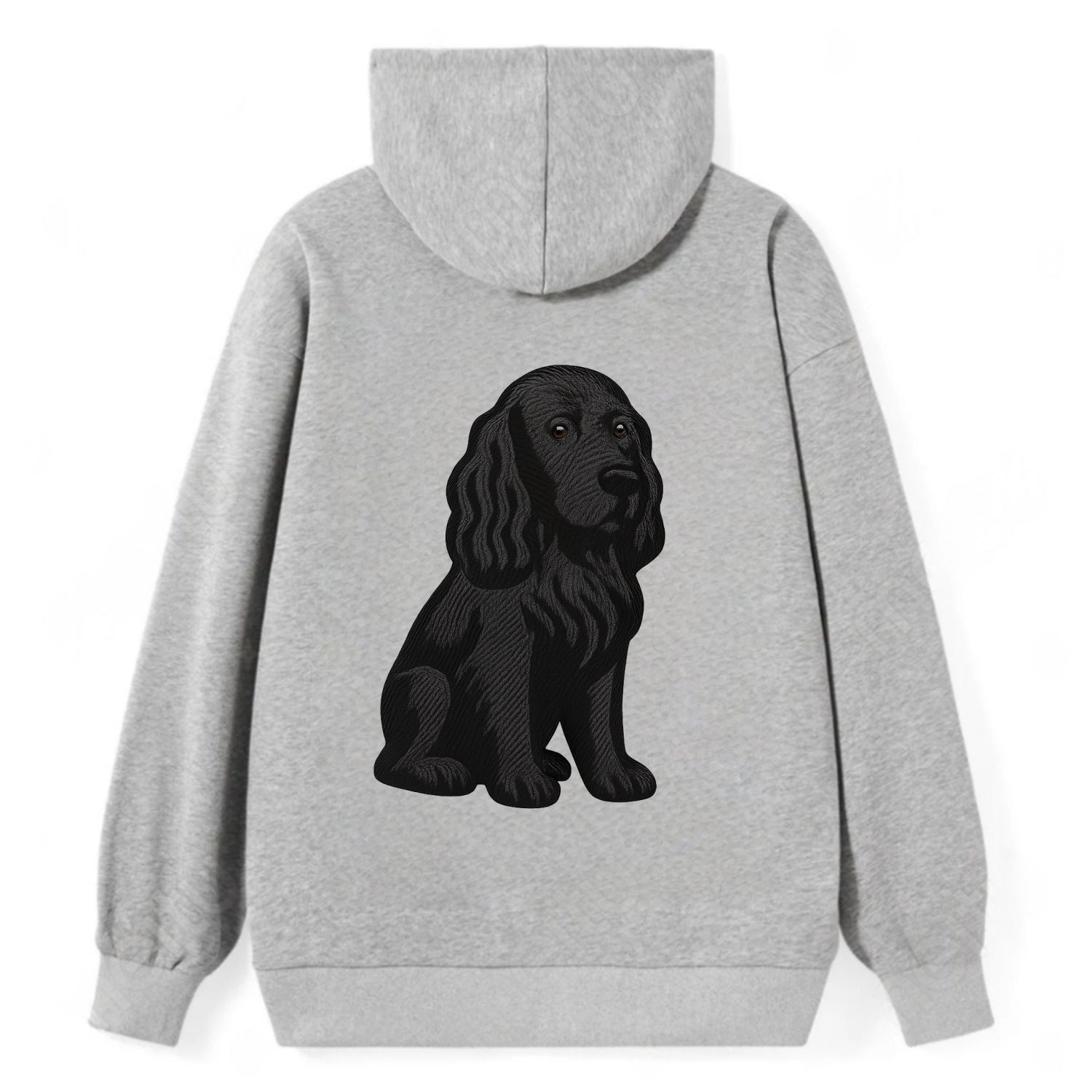 Field Spaniel - Black silky coat embroidered pose - Classic Pullover Hoodie - Grey