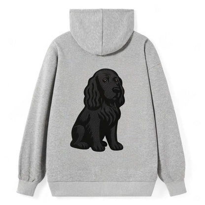 Field Spaniel - Black silky coat embroidered pose - Classic Pullover Hoodie - Grey