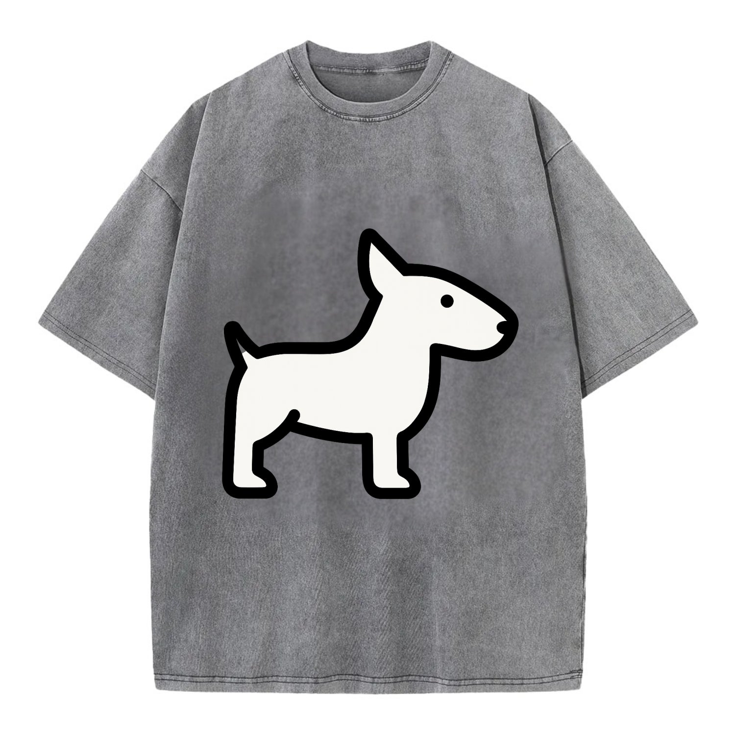 Bull Terrier - White egg-shaped head flat side profile - Vintage T-shirt - Grey