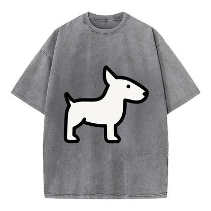 Bull Terrier - White egg-shaped head flat side profile - Vintage T-shirt - Grey