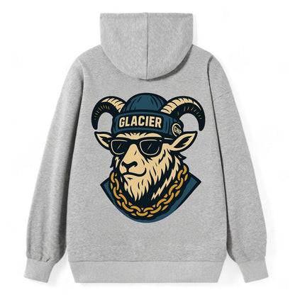 Glacier Mountain Goat - Classic Pullover Hoodie - Grey